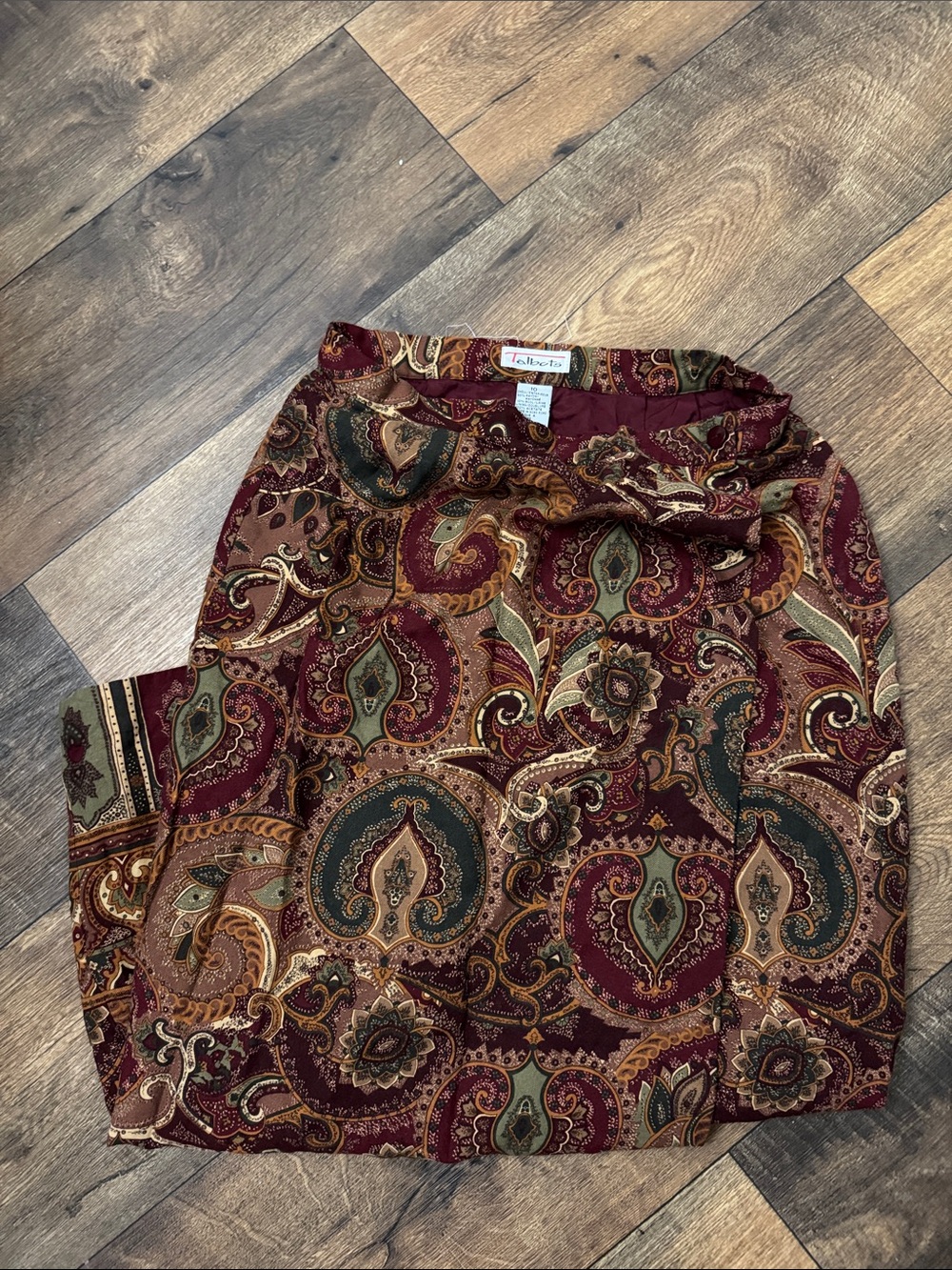 Talbots Maroon Paisley Midi Skirt
